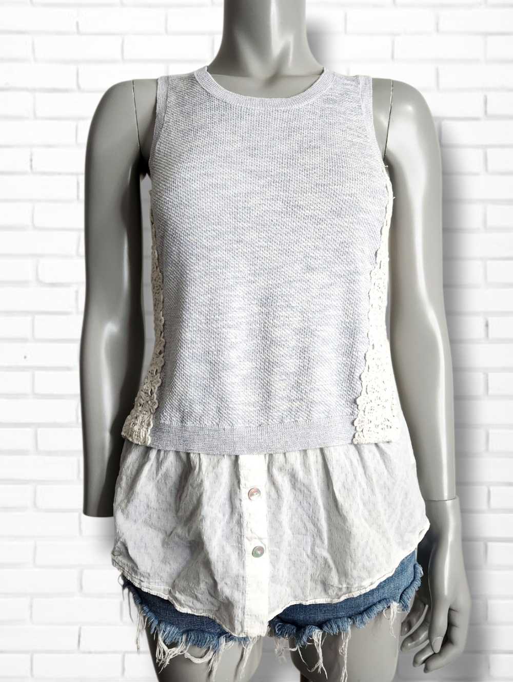 Anthropologie X Moth Inari Lace Detail Sleeveless Sweater Tank Top Size S